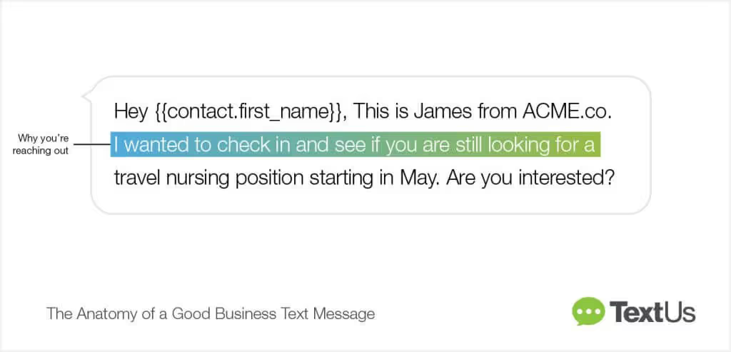 TextUs reason for messaging