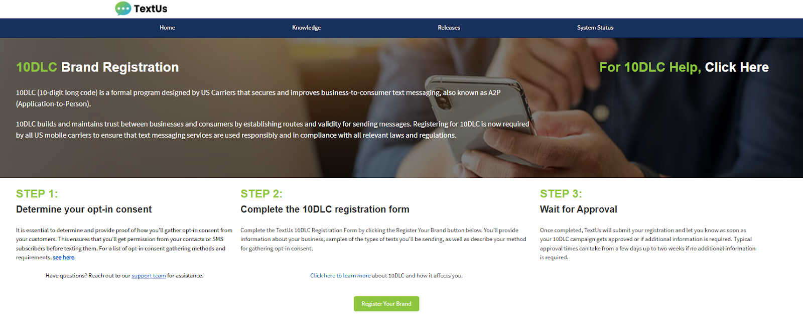 textus 10dlc registration