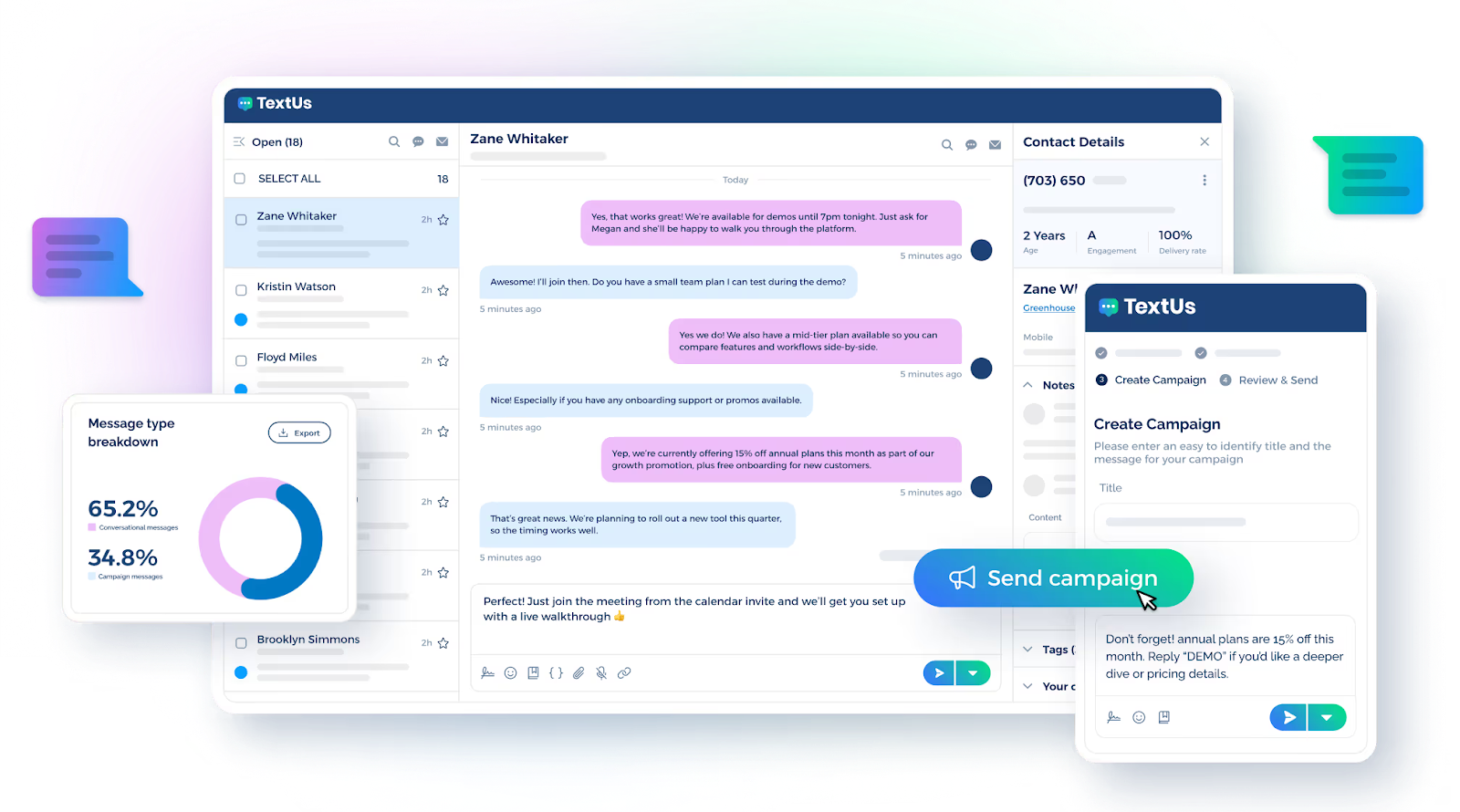 TextUs SMS campaigns