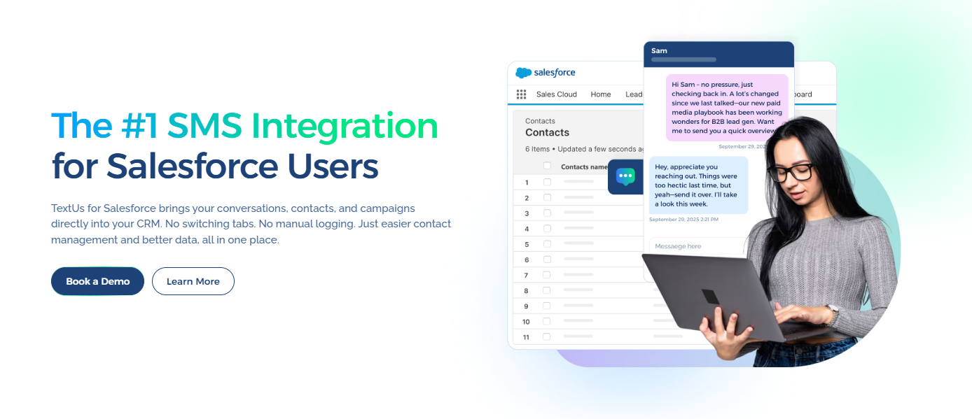 TextUs is the #1 SMS integration for Salesforce