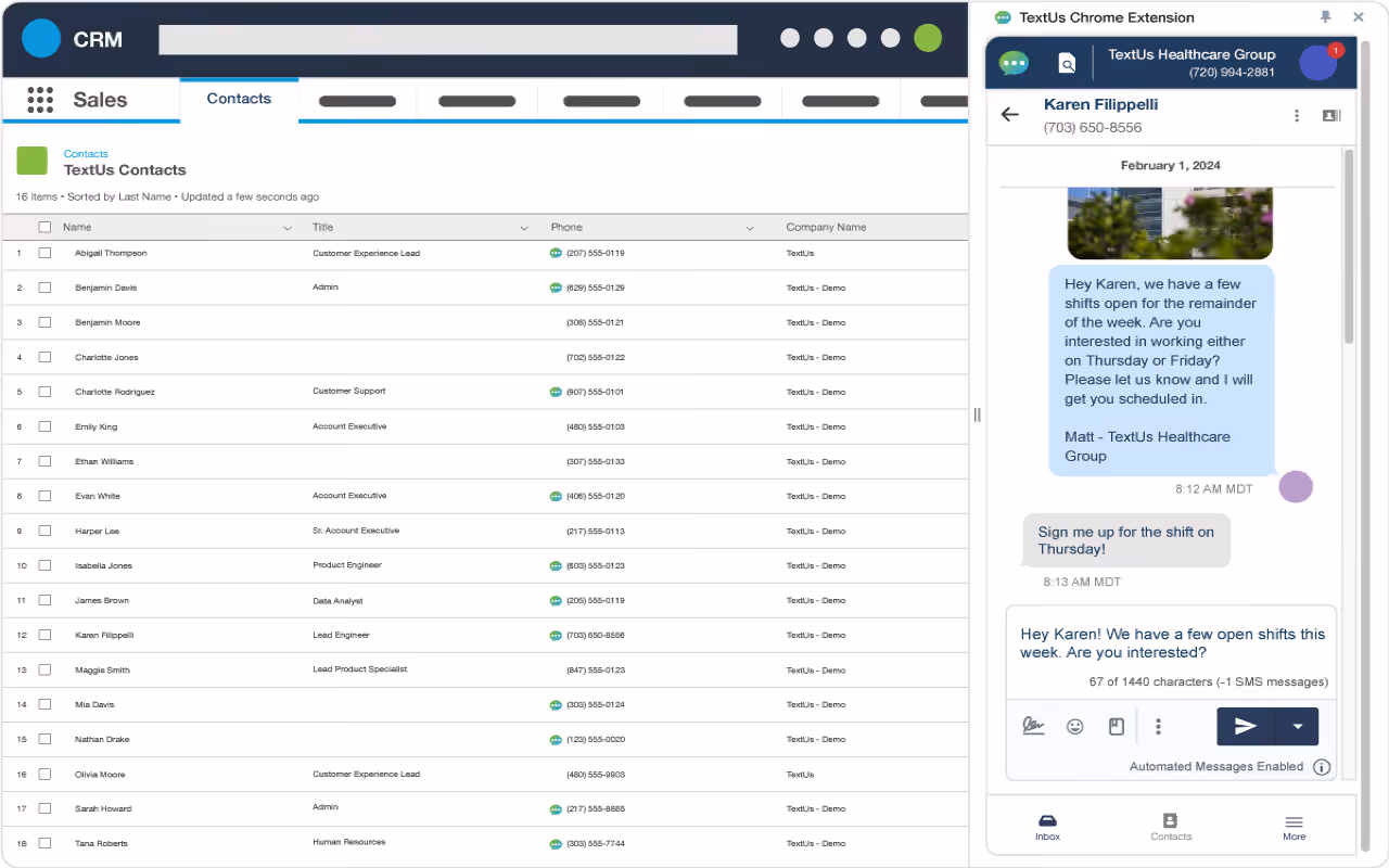 TextUs CRM integration