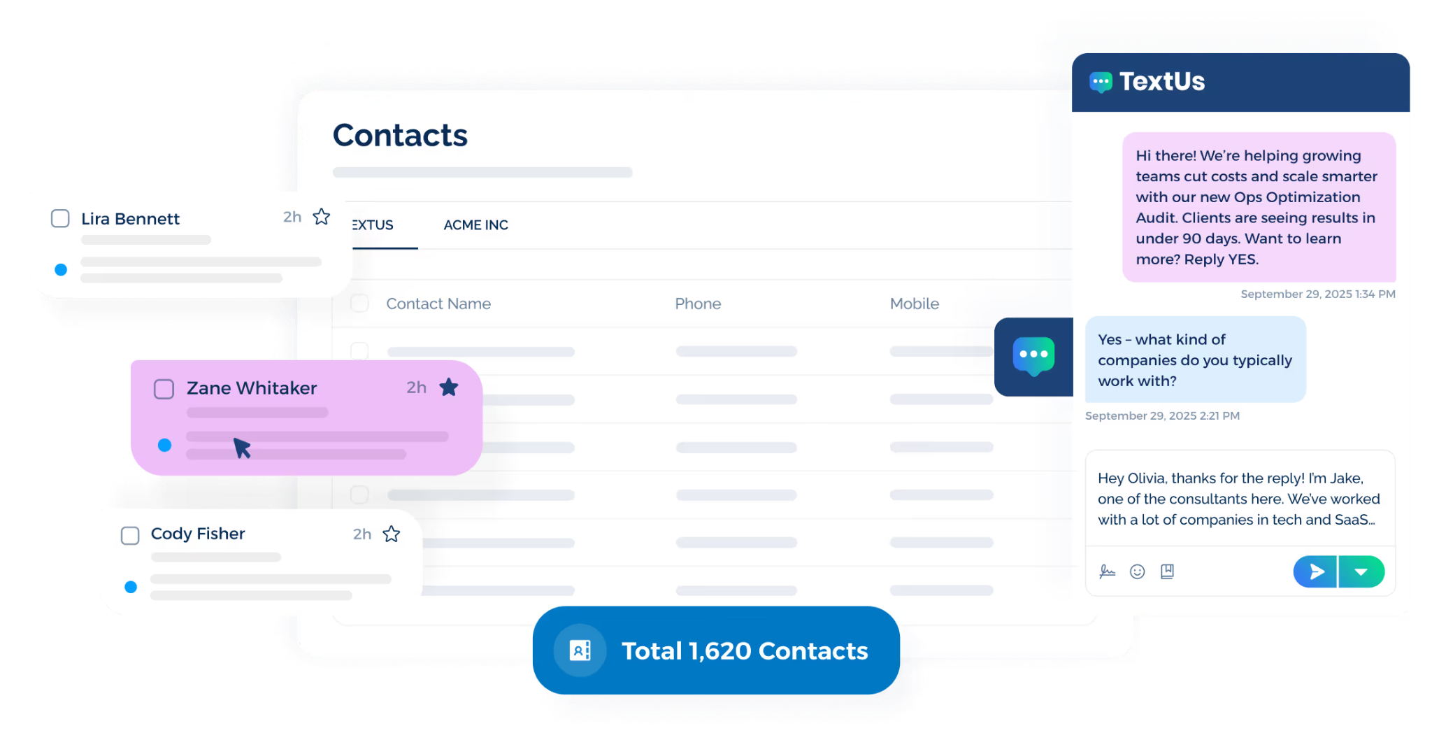 TextUs Interface