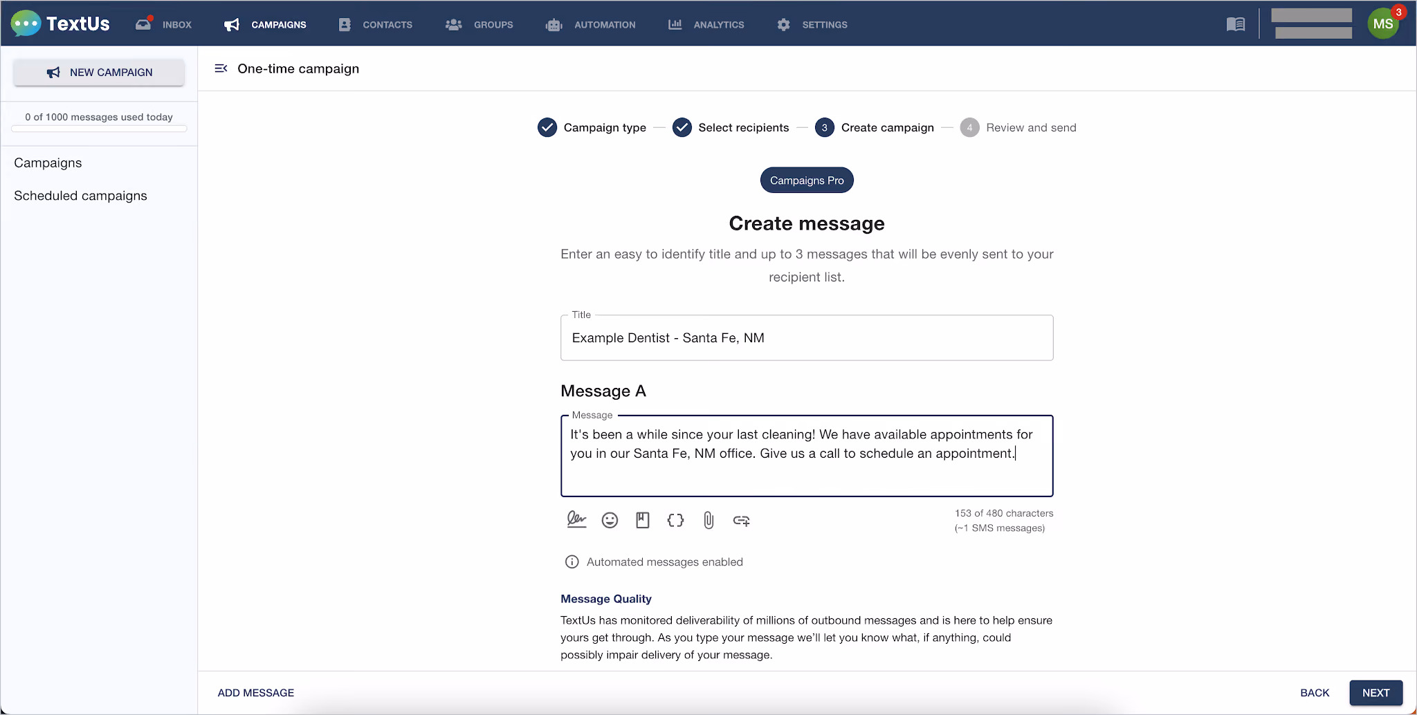 SMS Scheduling Platform