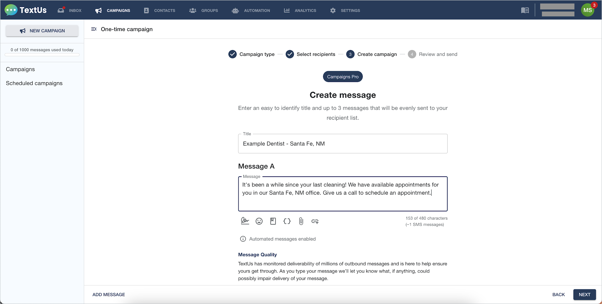 SMS Scheduling Platform