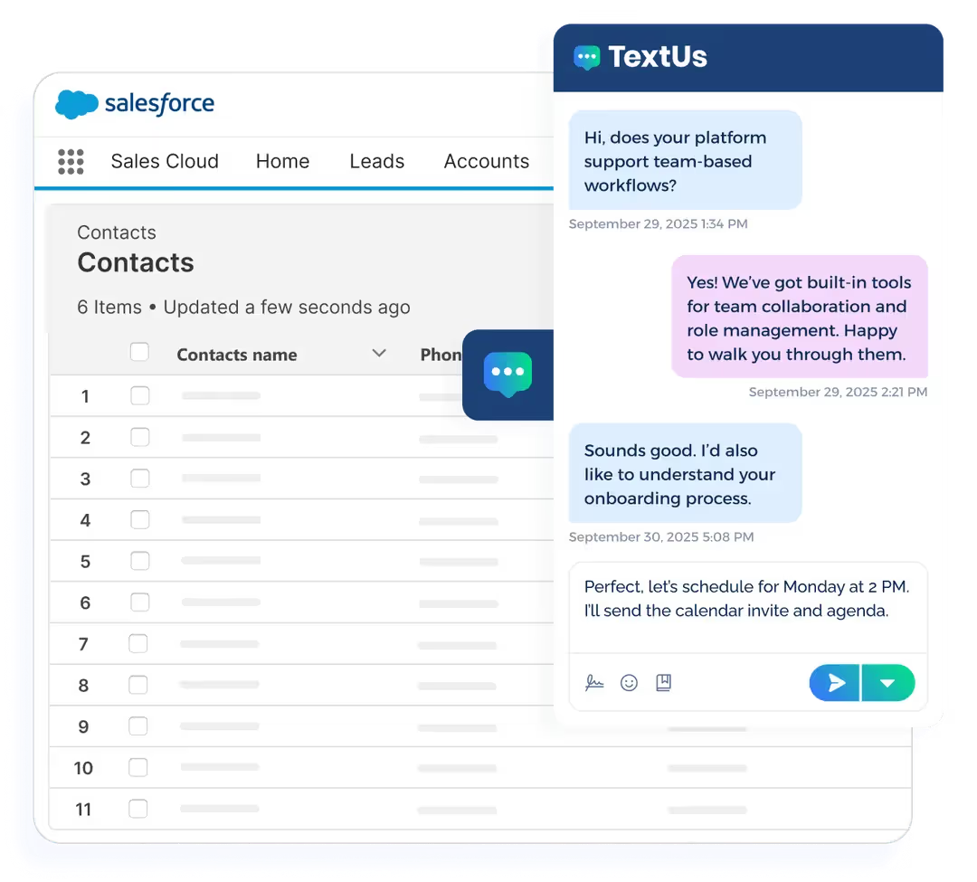 TextUs Salesforce integration