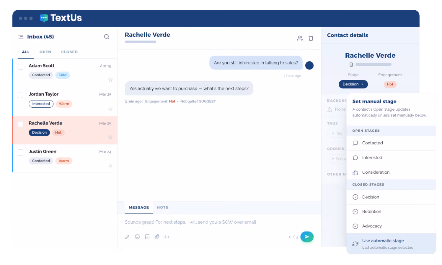 TextUs inbox