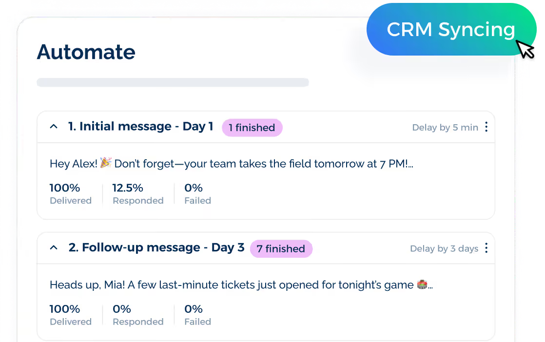 CRM syncing with TextUs
