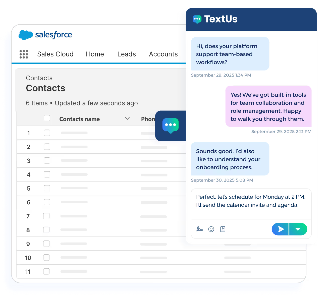 TextUs Salesforce integration