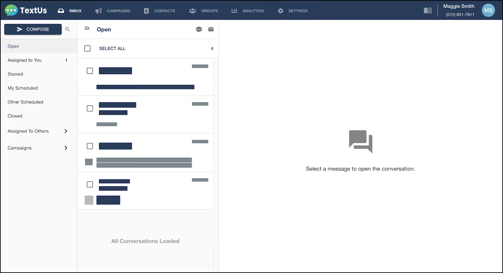 TextUs inbox