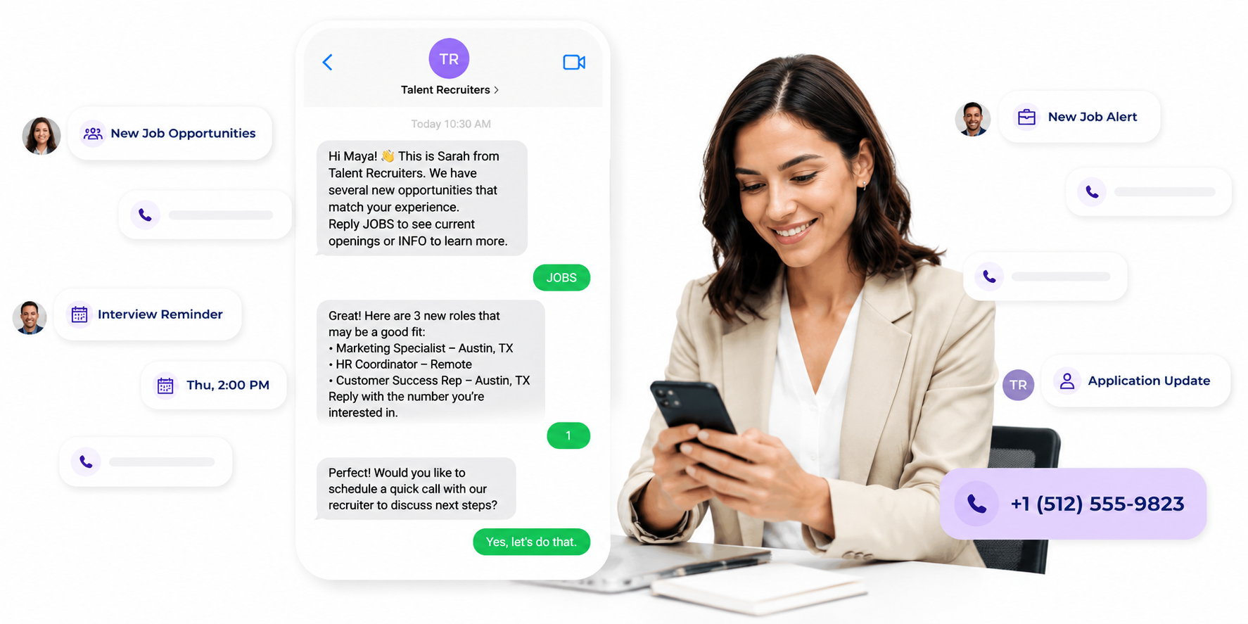 Talent recruiters using TextUs