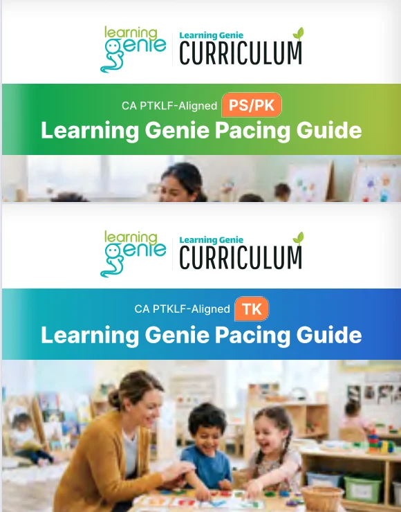 Learning Genie Pacing Guide covers for PS/PK and TK