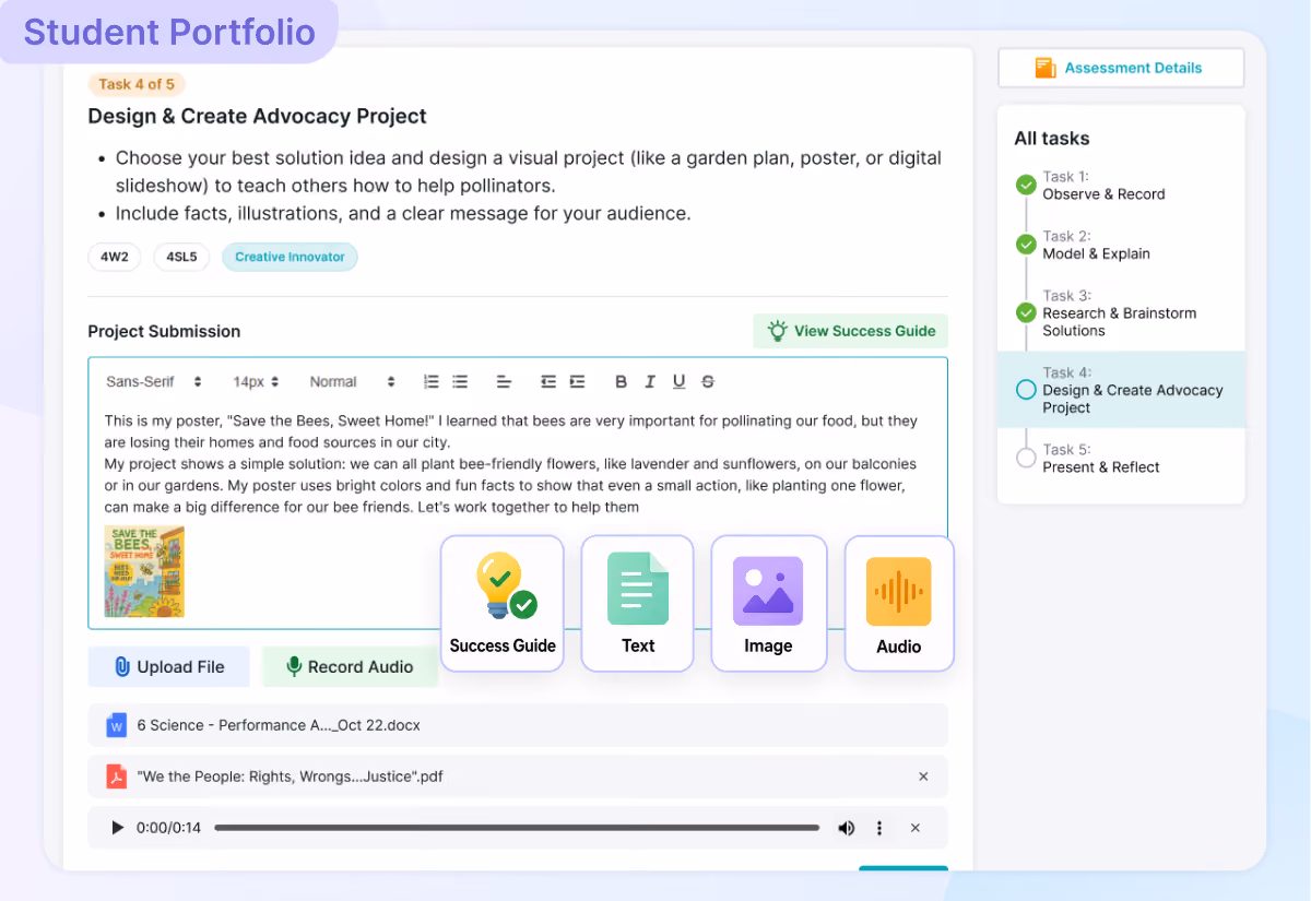 Student Portfolio product example