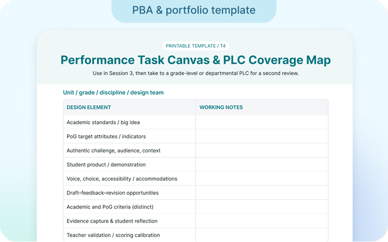 PBA and portfolio template