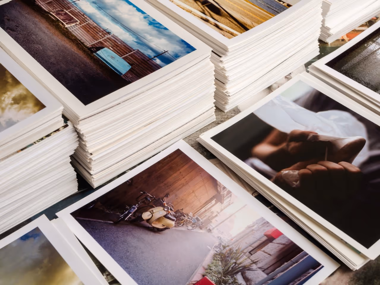 stacks of printing posters and booklets