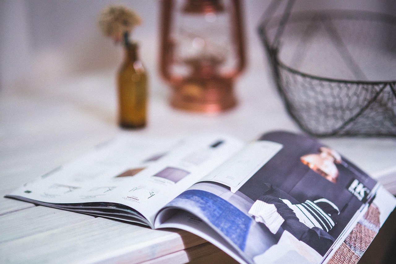 magazine on table
