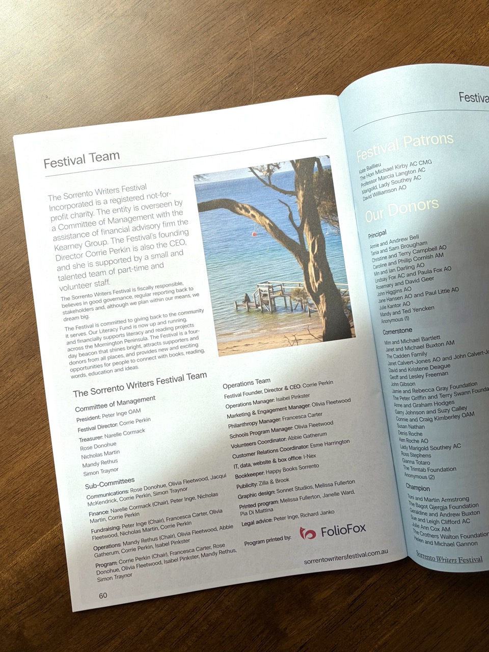 Example of a Meet the Team page from the 2026 Sorrento Writers Festival program.