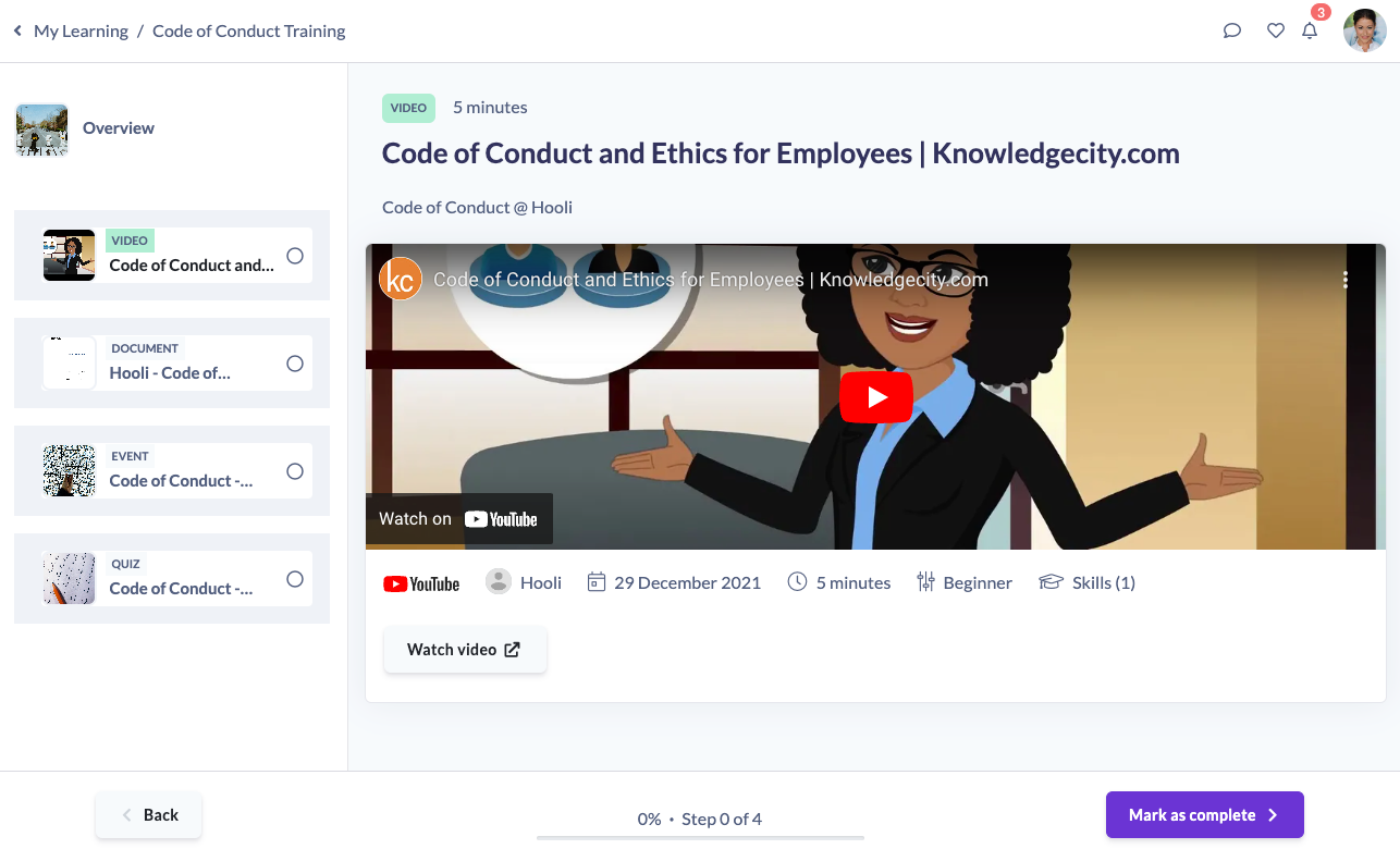 Compliance event