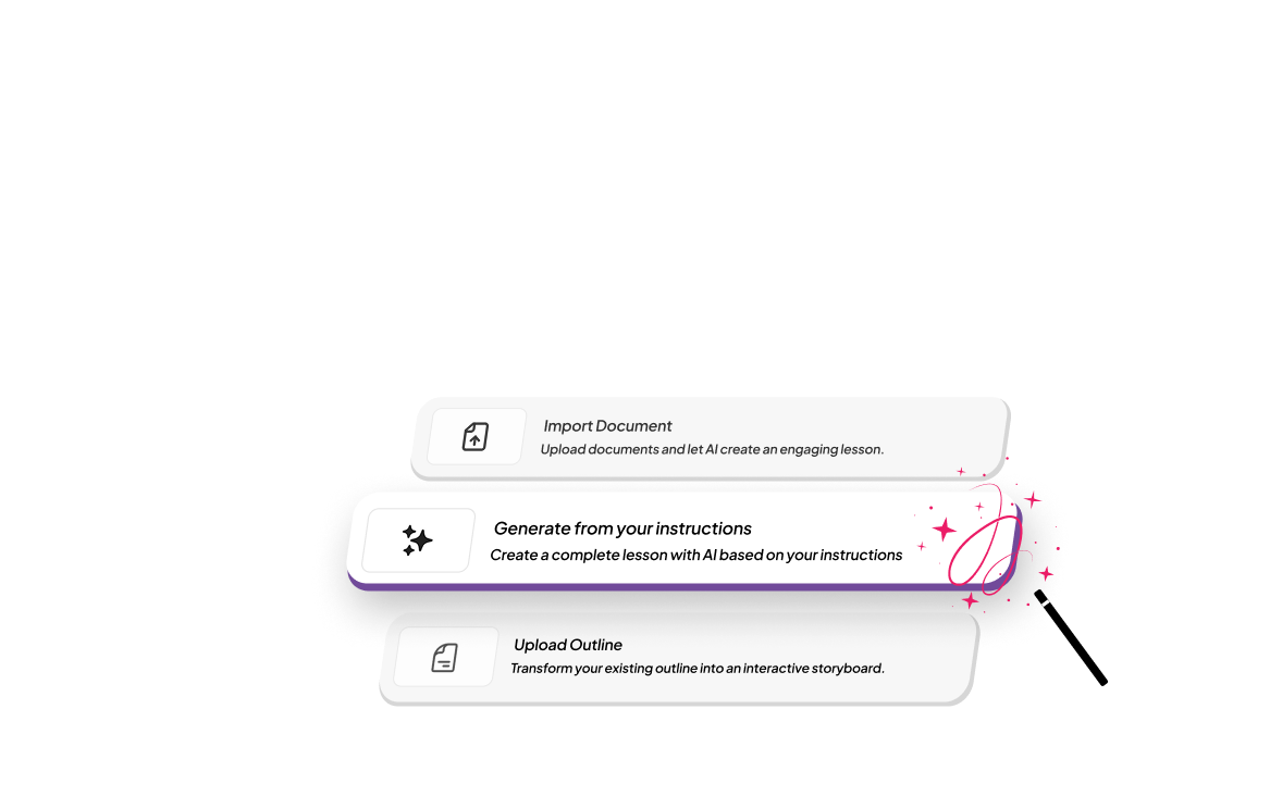 Choose your method to create a course.