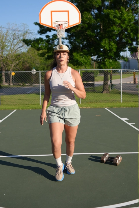 A woman in a fitness program at On The Block Fitness in Lockhart, TX.