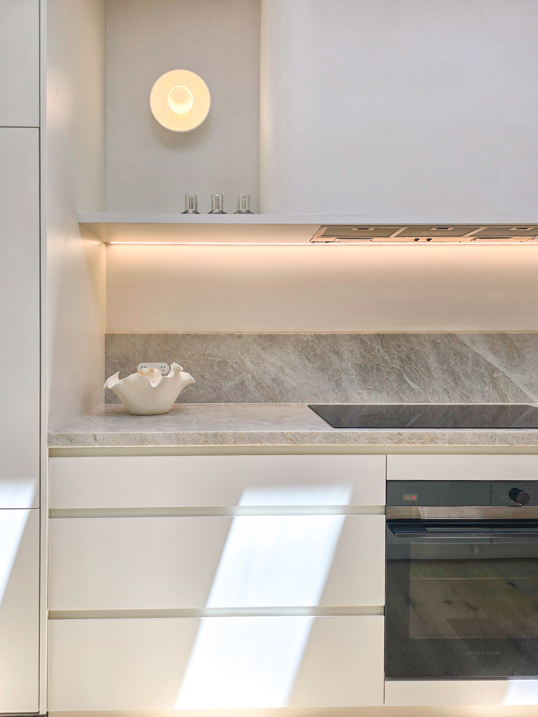 Taj Mahal quartzite kitchen island with waterfall edge, Sydney