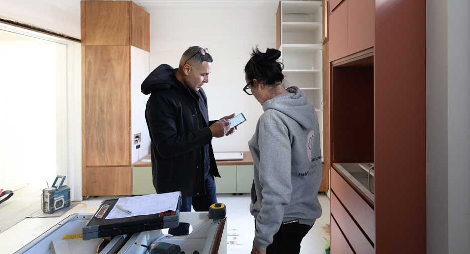 Check measure on installed joinery before benchtop fabrication in Sydney
