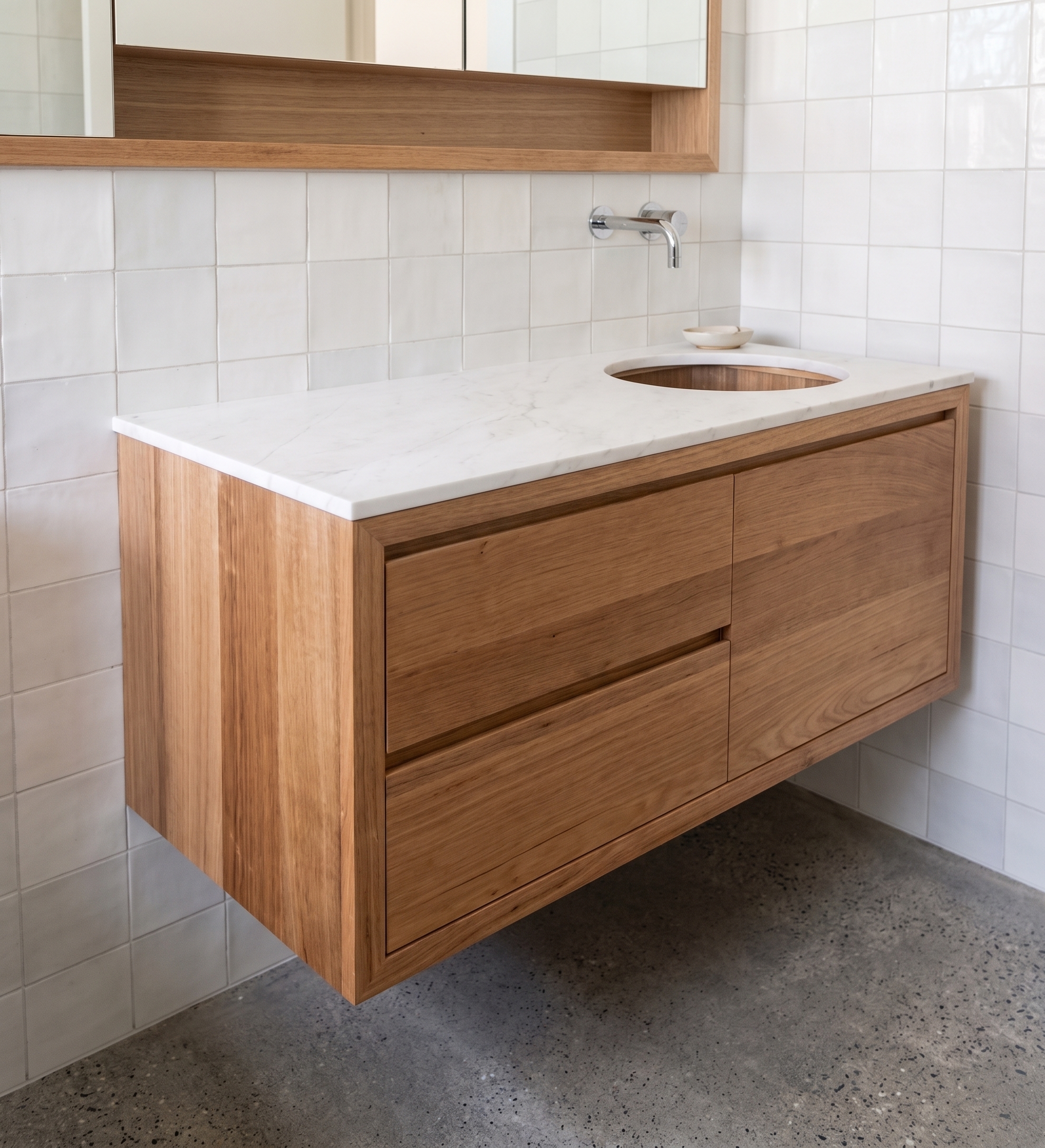 Marble offcut used as a bathroom vanity top, Sydney