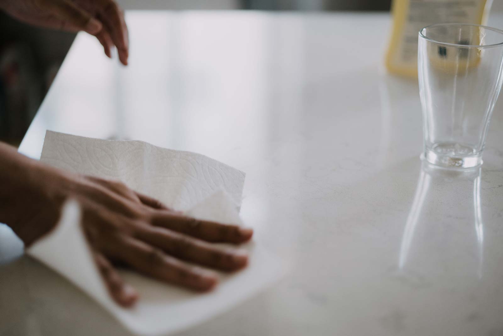 Honed marble kitchen benchtop with soft veining, Sydney
