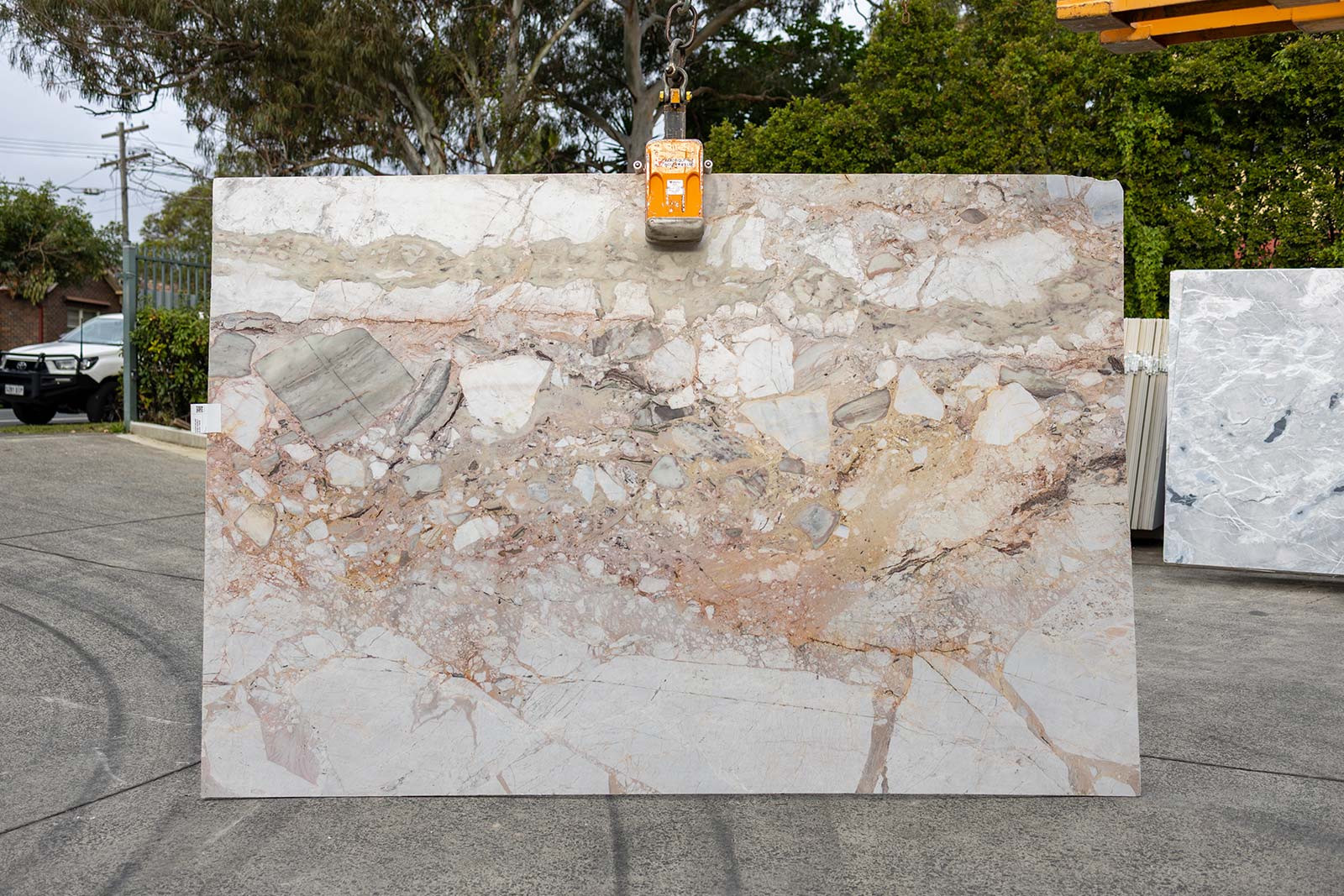 Staged stone benchtop installation on one side of a Sydney duplex by Marble Hub