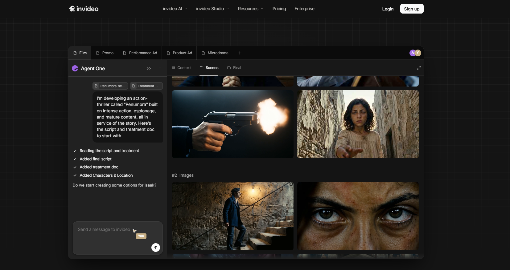 InVideo AI AI music video maker interface