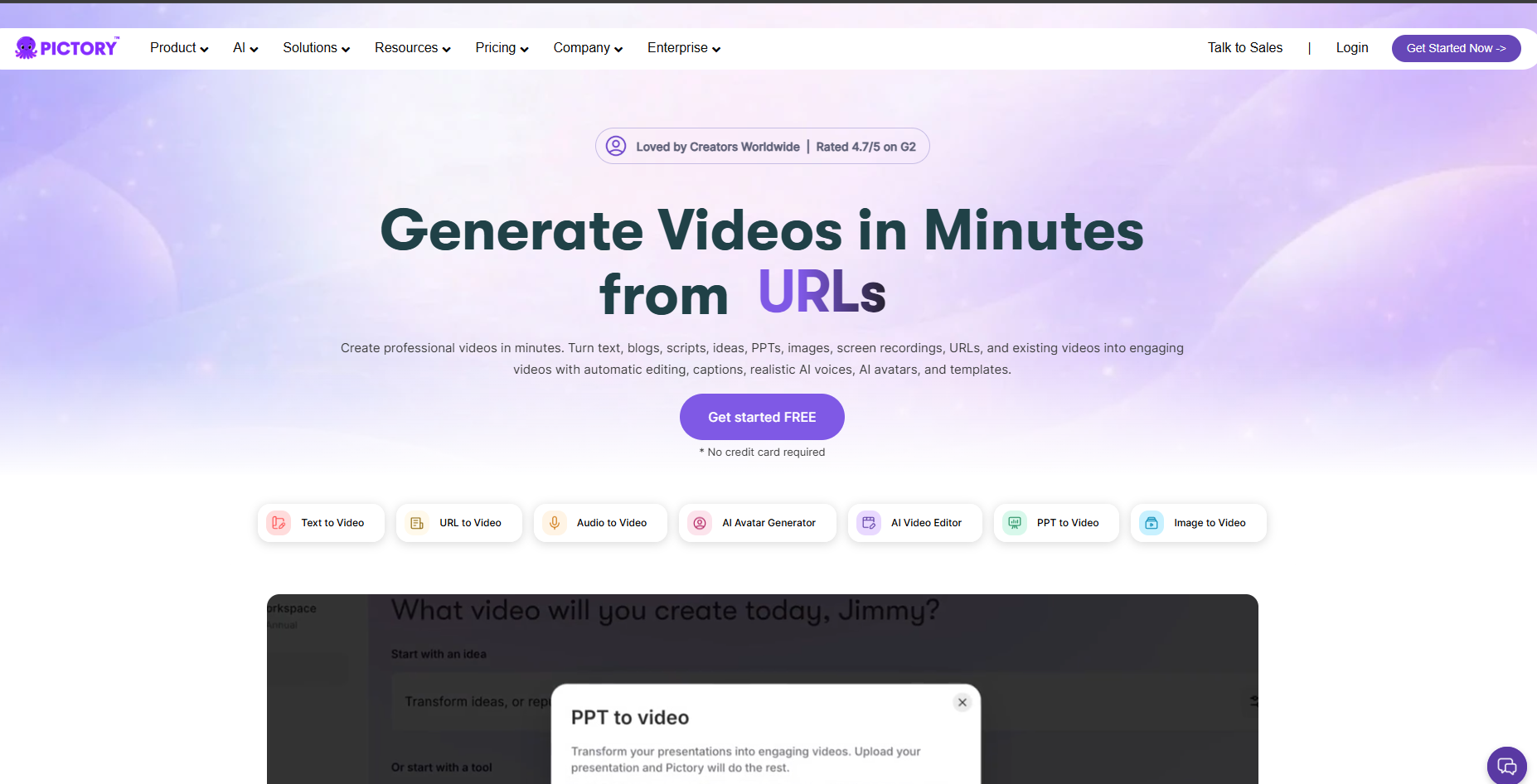 Pictory AI music video maker interface