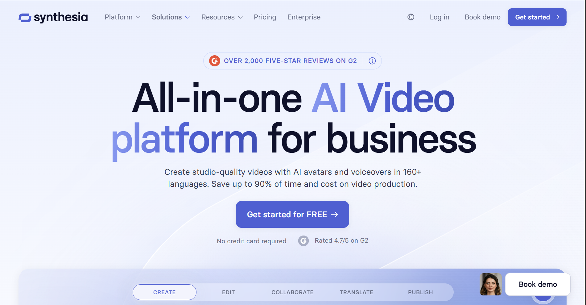 Synthesia AI avatar video maker interface