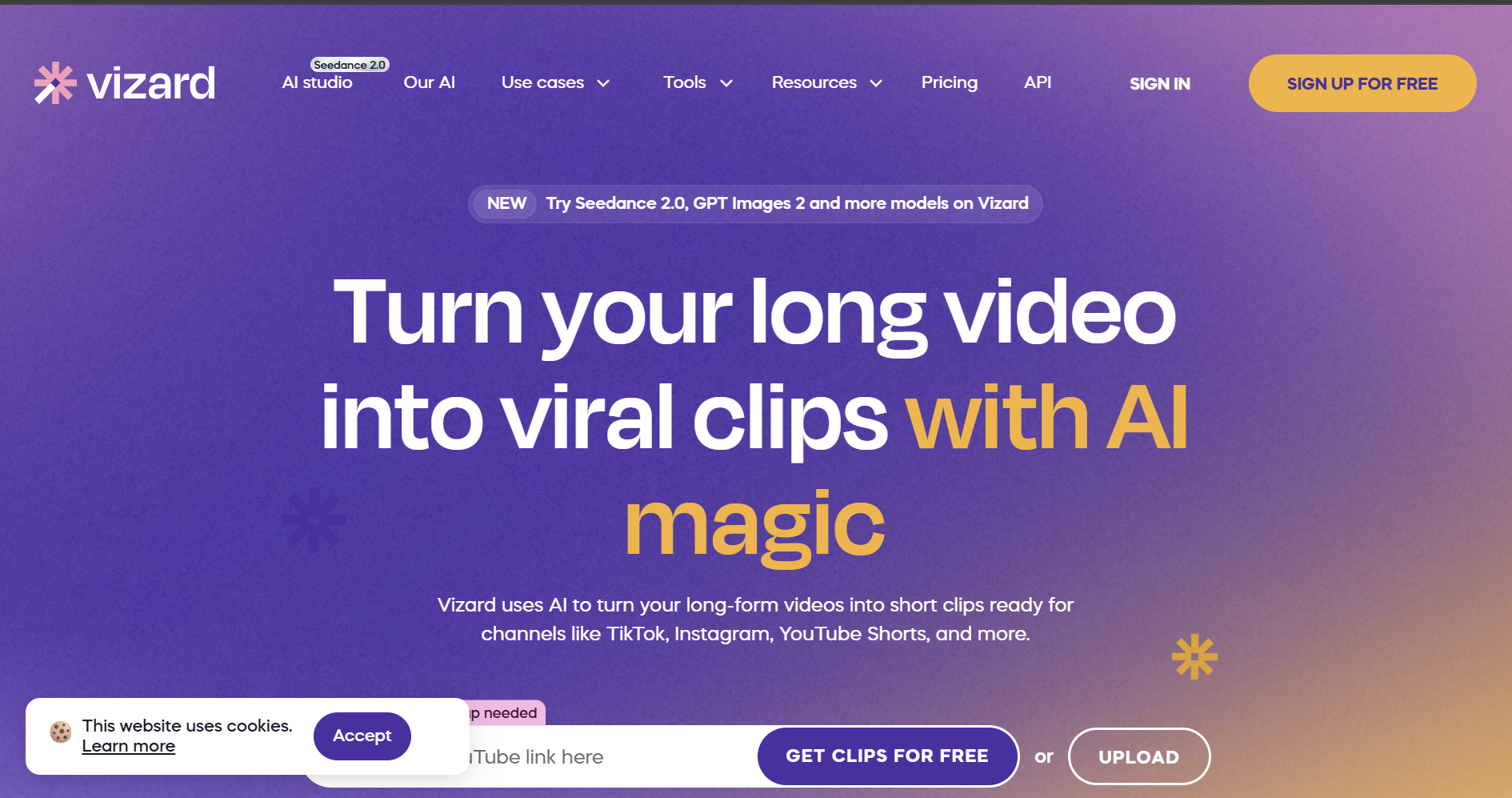 Vizard AI video repurposing tool interface