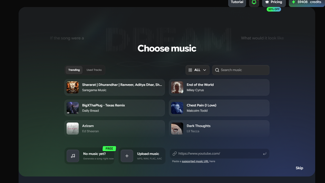 Freebeat song upload screen for adding a track