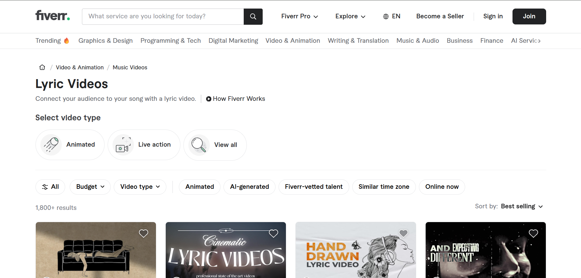 Fiverr product interface screenshot