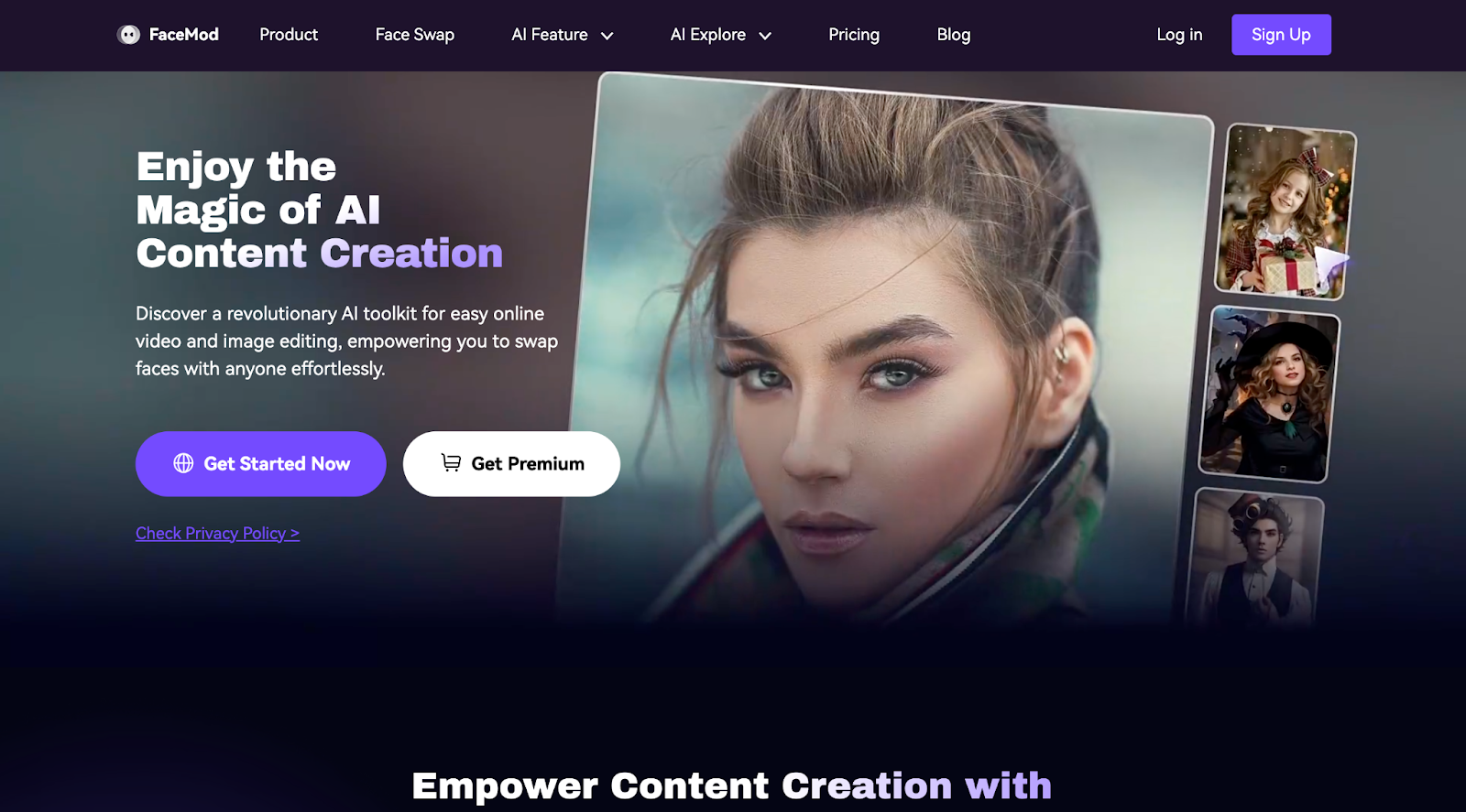 UI of an AI face swap application showing before and after
