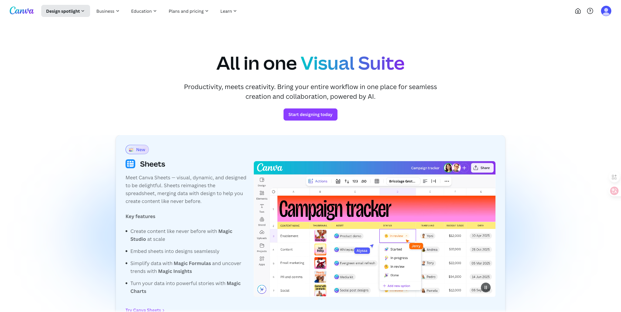Screenshot of the Canva AI-powered Magic Studio