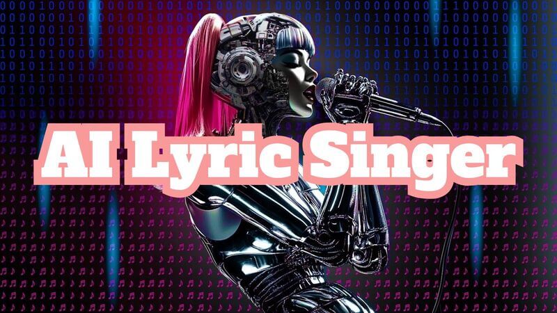 An AI generated image of a singer performing with abstract lyrics swirling around them