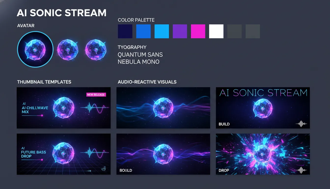 faceless AI music channel growth branding with consistent avatar and audio reactive music videos