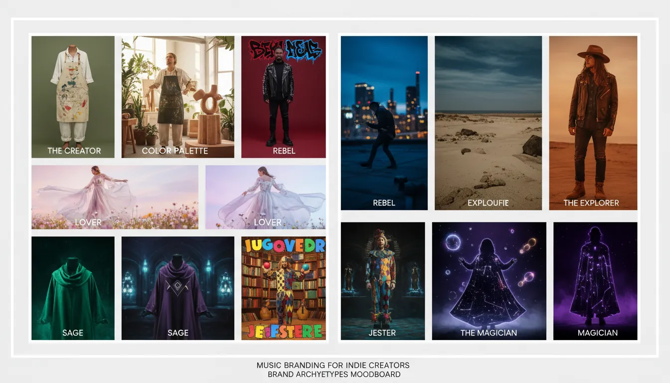music branding for indie creators brand archetypes moodboard