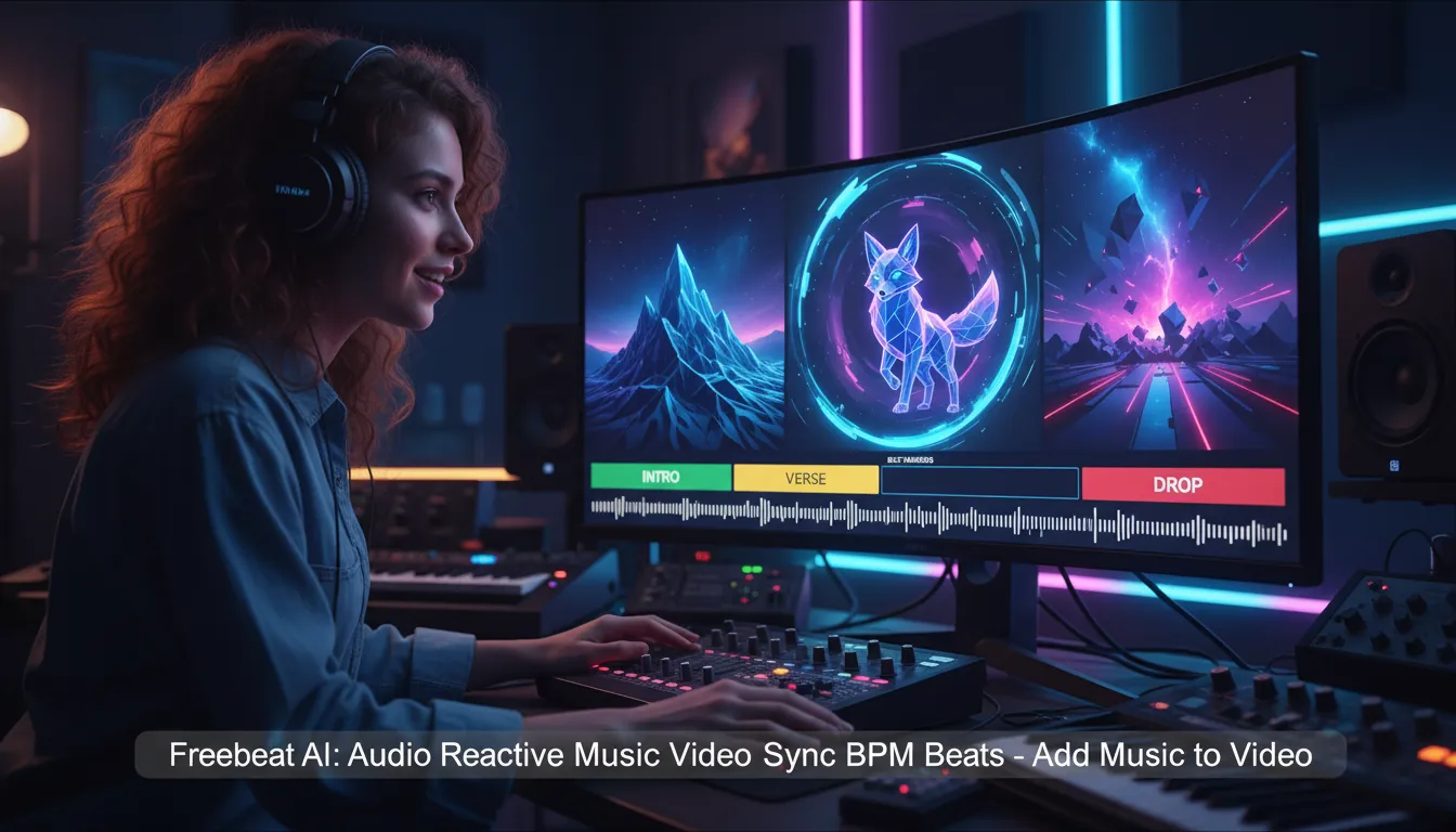 add music to a video with Freebeat AI audio reactive music video sync BPM beats