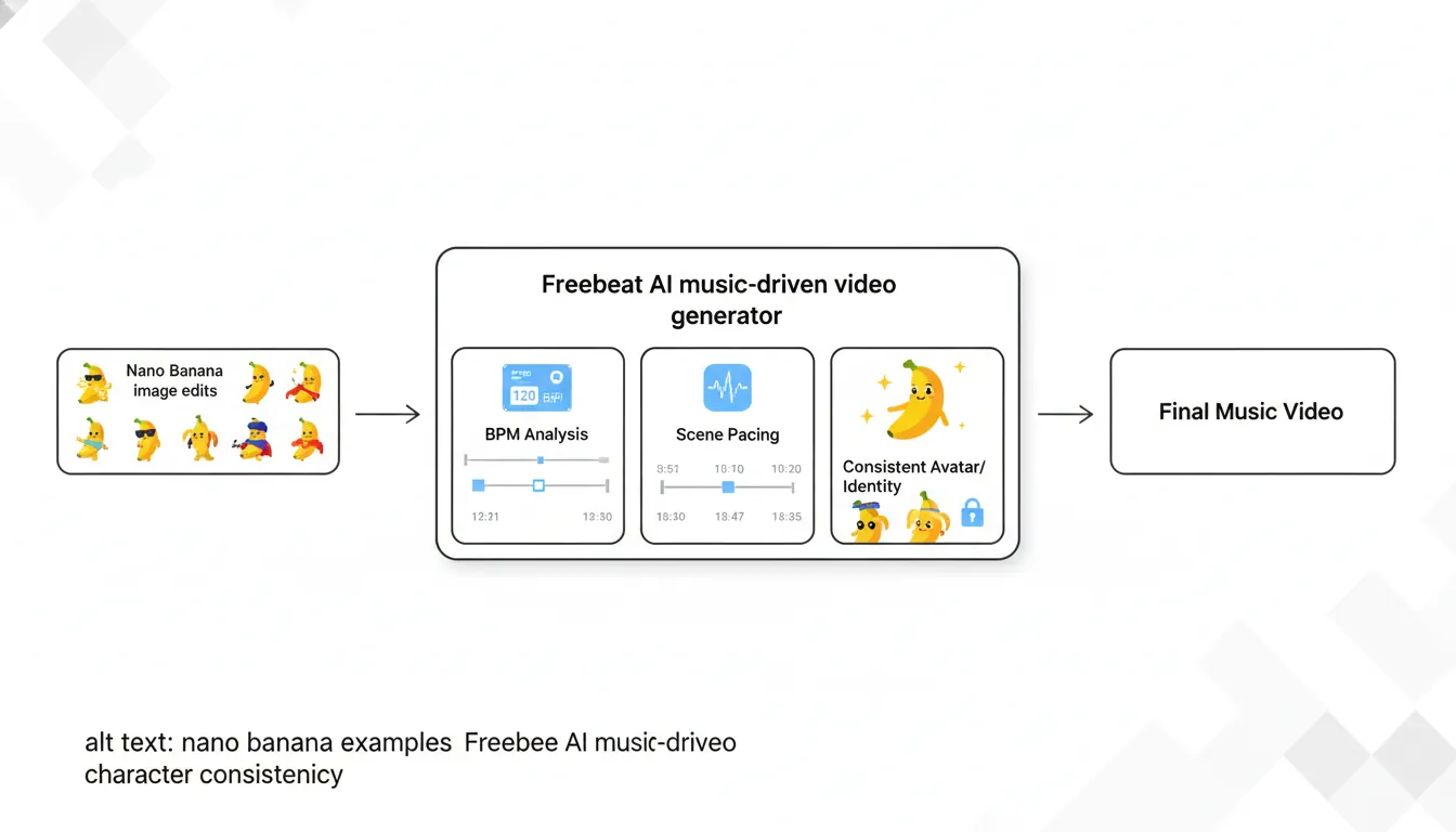 nano banana examples Freebeat AI music-driven video character consistency