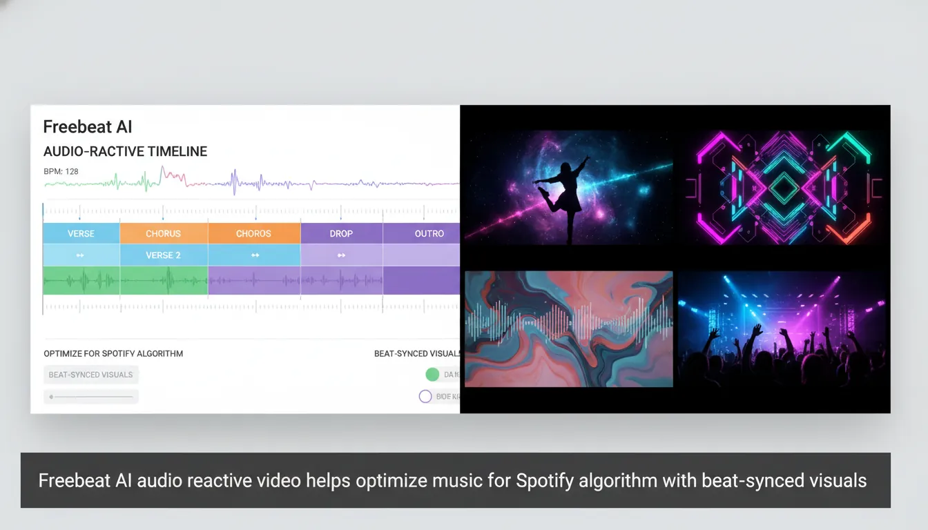 Freebeat AI audio reactive video helps optimize music for Spotify algorithm with beat-synced visuals