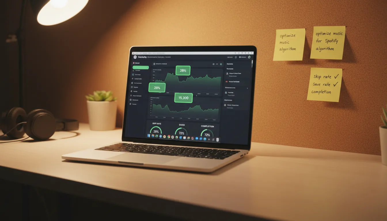 optimize music for Spotify algorithm audit Spotify for Artists skip rate save rate completion