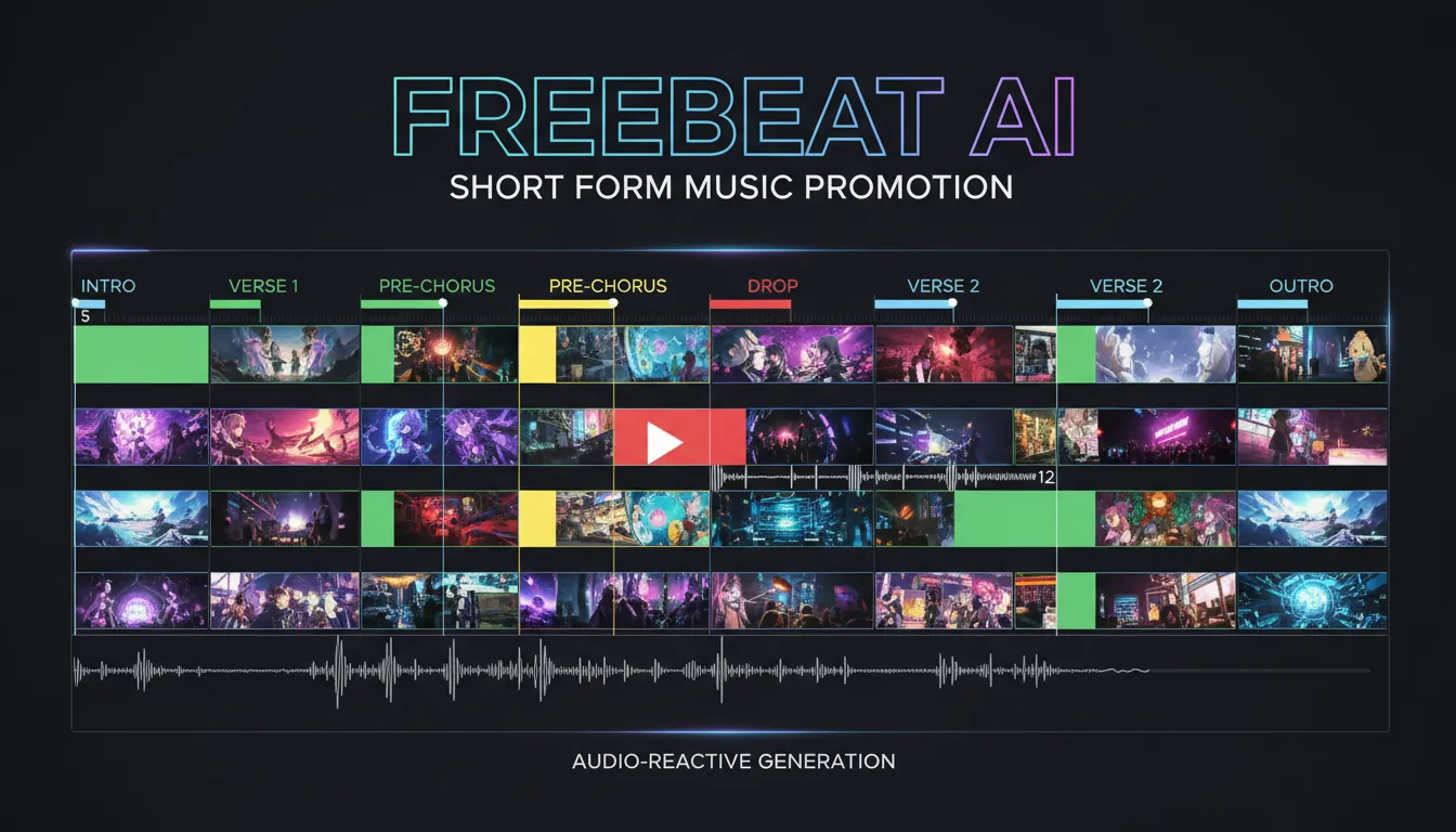 Freebeat AI short form music promotion audio reactive music video generation