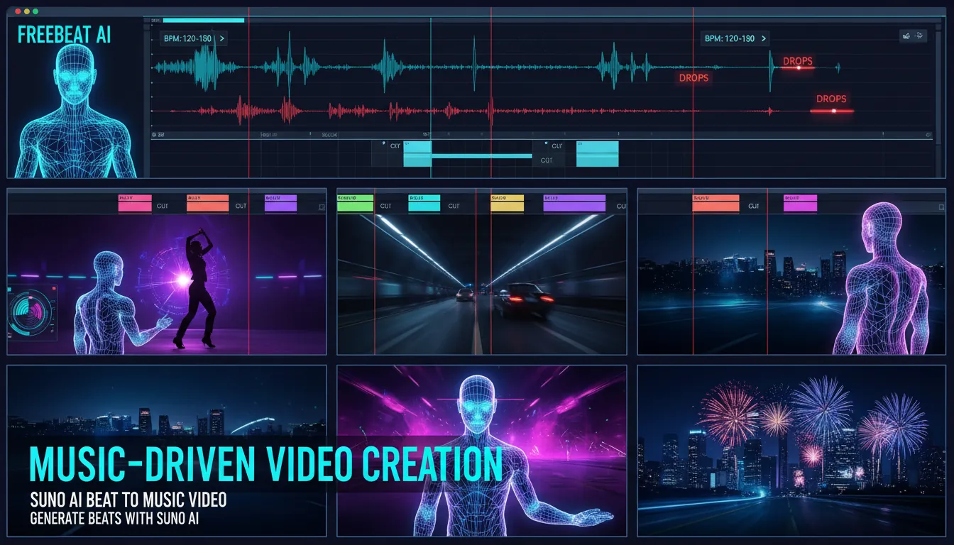 Freebeat AI music-driven video creation, Suno AI beat to music video, generate beats with Suno AI