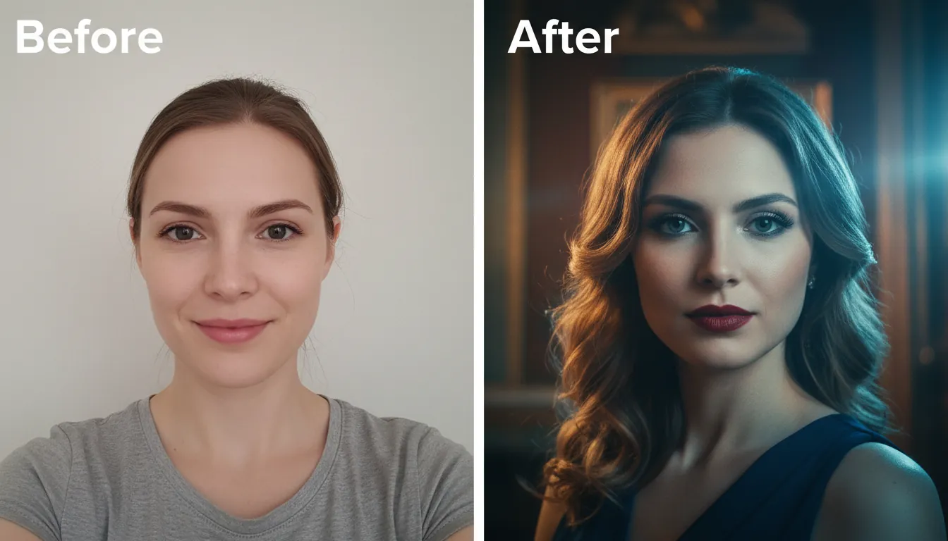 incorporate yourself in AI image generator before after portrait