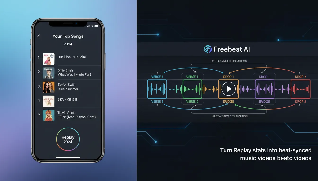 Apple Music Replay guide turn Replay stats into Freebeat AI music video beat synced