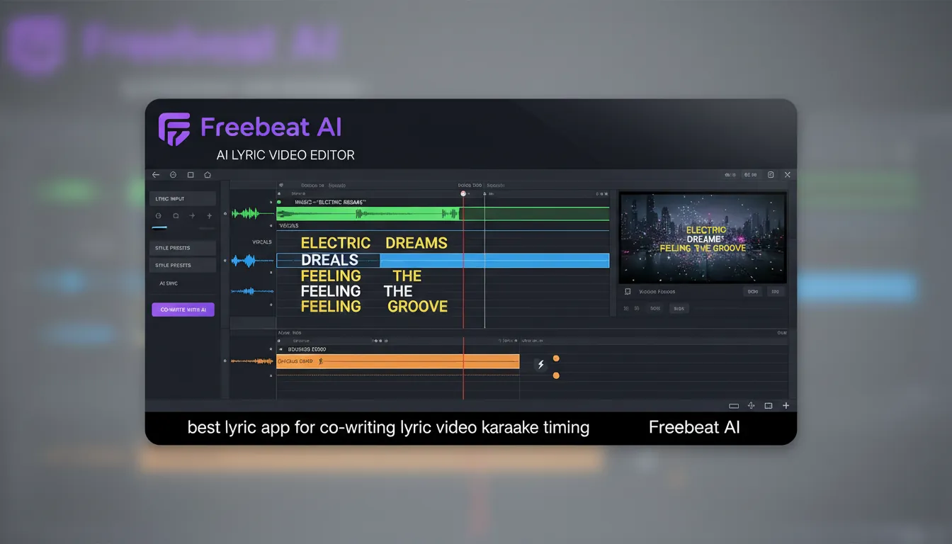 best lyric app for co-writing lyric video karaoke timing Freebeat AI