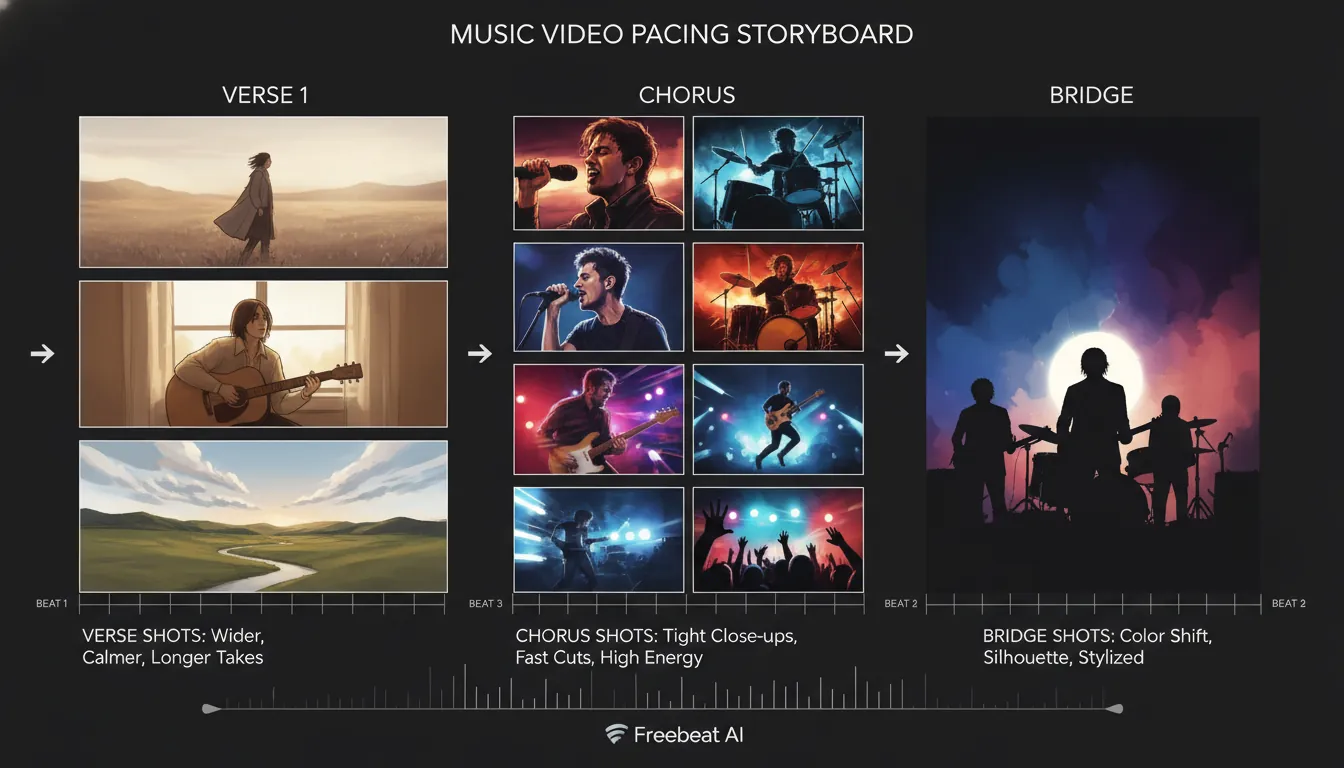 verse chorus bridge explained for music video pacing Freebeat AI