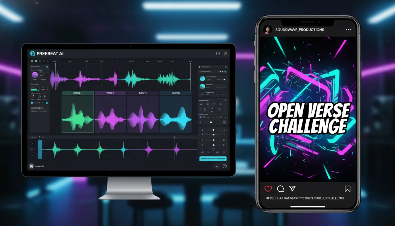 Instagram Reel ideas to promote your beat using Freebeat AI, audio-reactive video generator for beats, Reels hooks for producers